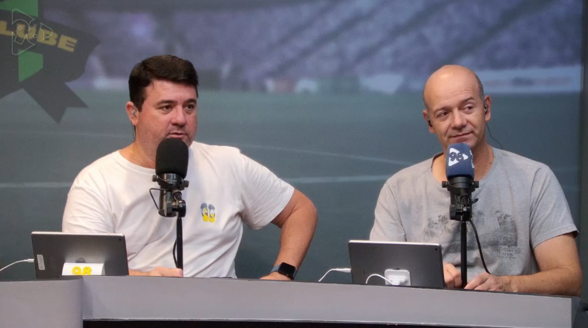 Adroaldo Leal e Guilherme Melo na apresentação d 98 Futebol Clube