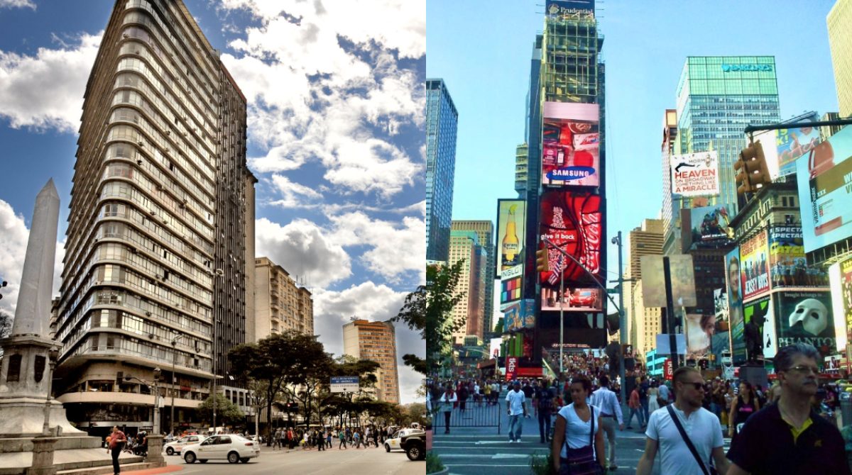 Praça Sete e Times Square