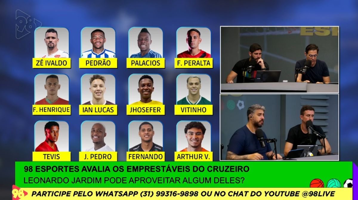 Tabela de jogadores que pertencem ao Cruzeiro e foram emprestados