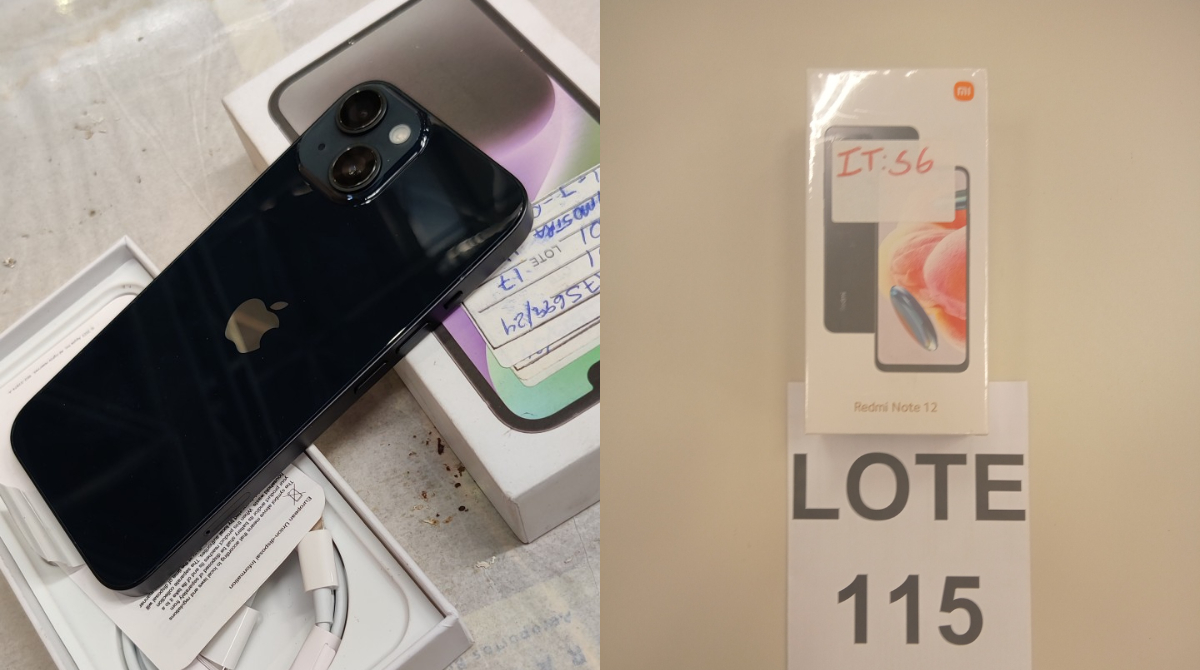 iphone e celular da xiaomi que estão na lista de mercadorias a serem leiloadas