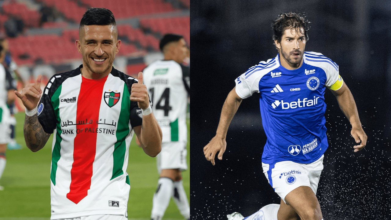 Atletas de Palestino e Cruzeiro durante partidas de suas equipes