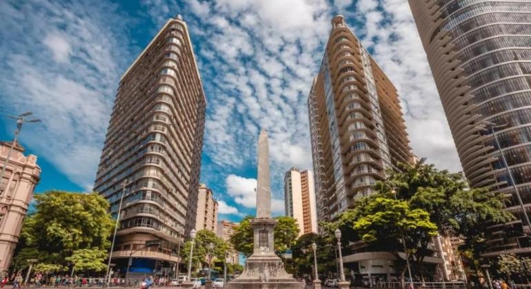 Prédios localizados na Praça Sete, no Centro de Belo Horizonte