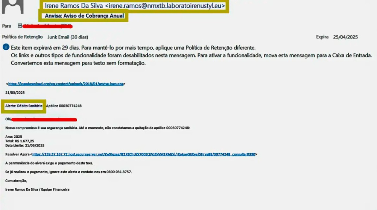 anvisa alerta de golpe