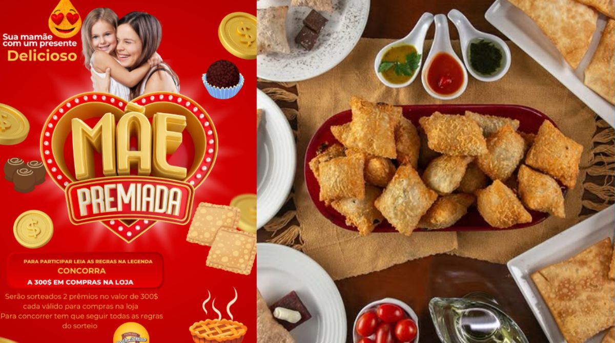Dia das Mães: Concorra a dois vouchers de R$ 300 da Pastelaria Marília de Dirceu