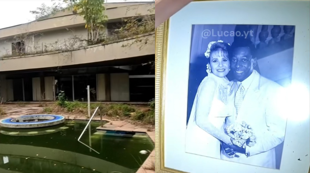 Foto mostrando mansão de Pelé e porta retrato