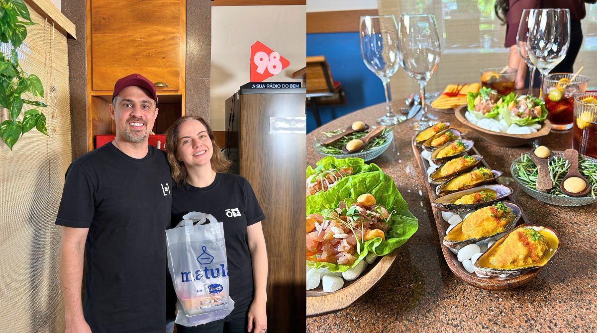 Papo de casal na cozinha do Matula 98 com Gui Furtado e Gabi Guimarães, que comandam o Okinaki e o Parallel, em BH