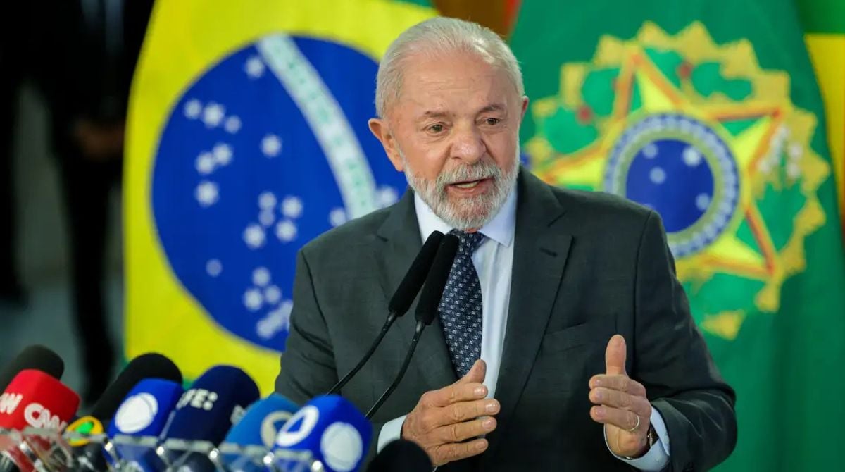 O presidente Lula durante entrevista coletiva