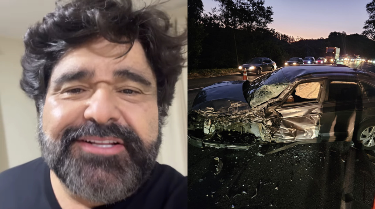 fabiano menotti e do lado uma foto do carro dele destruido